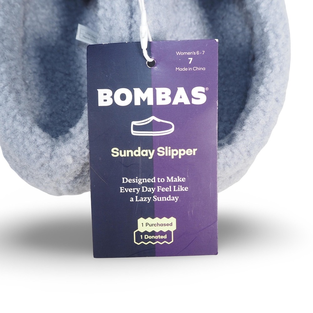 Bombas Sunday Slippers Women 7 Nimbus Grey Plush Sherpa Mules Memory Foam NEW - Picture 3 of 5